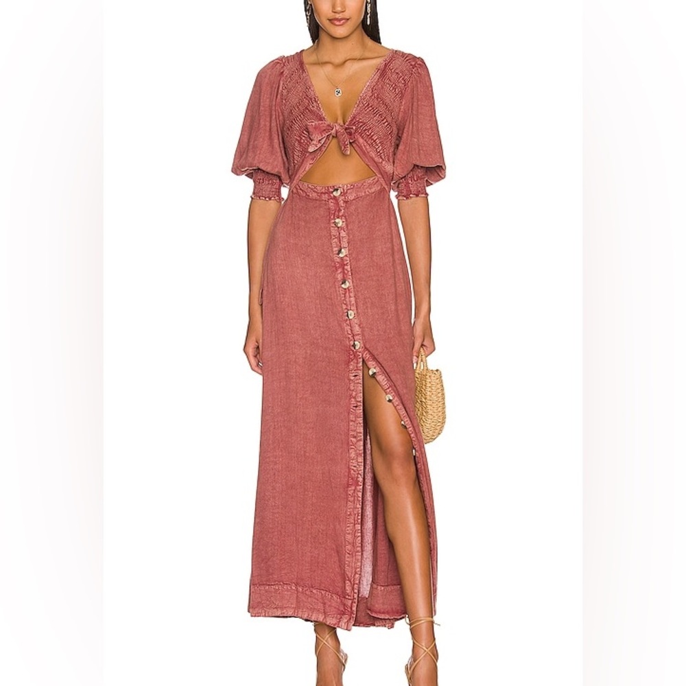 NWOT Free people string of hearts tie front maxi dress